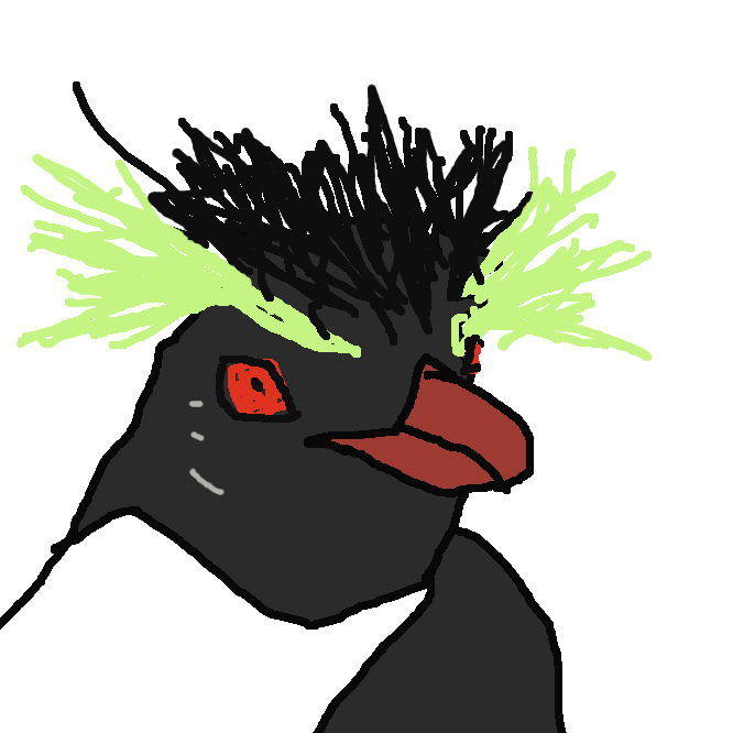 【イワトビペンギン:rockhopper penguin】マカロニペンギン属のペンギンのうち近縁な3種（または2種）の総称である。やや小型のペンギンで、頭部の黄色の飾り羽が特徴である。