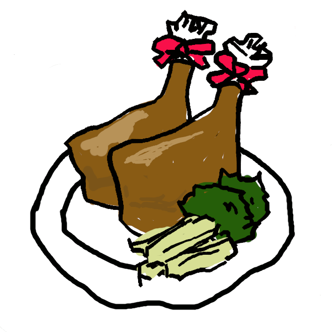 クリスマス当日のチキン料理です。